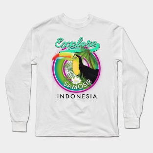 explore Samosir indonesia travel logo Long Sleeve T-Shirt